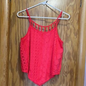 Maurices Vibrant Hot Pink Cami with Asymmetrical Cut Out and Strappy Neckline
